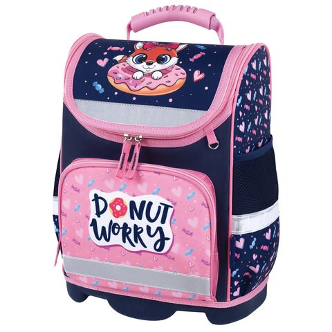 Ранец ЮНЛАНДИЯ WISE, 1 отделение, 3 кармана, устойчивое дно, "Donut worry", 37x29х15 см, 272073 272073