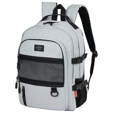 Рюкзак BRAUBERG TRILL универсальный, 3 отделения, серый с черными вставками, 43х31х14 см, 271658 271658