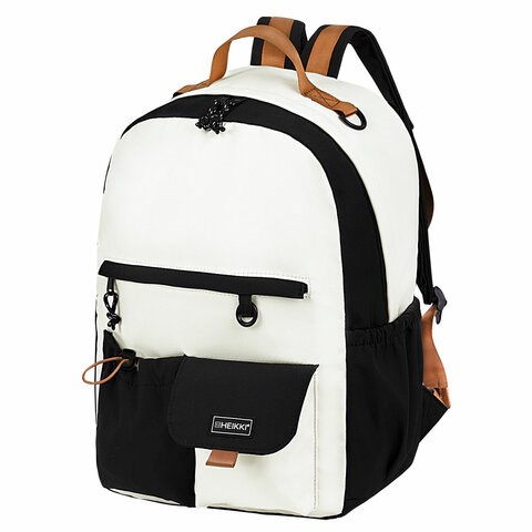 Рюкзак HEIKKI EDITION (ХЕЙКИ) универсальный, 6 карманов, бежевый/черный, 42х30х14 см, 272541 272541