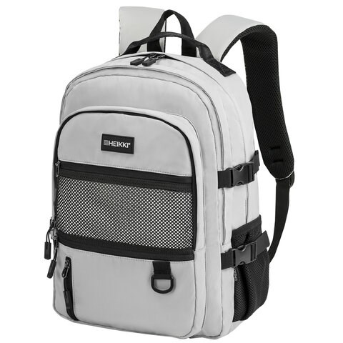 Рюкзак HEIKKI TRILL (ХЕЙКИ) универсальный, 3 отделения, серый с черными вставками, 43х31х14 см, 272586 272586