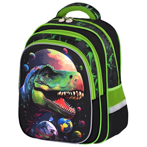 Рюкзак BRAUBERG KIDS FLOSSY, 2 отделения, 3 кармана, "Galaxy Dino", 3D-панель, 40х28х18 см, 273182 273182