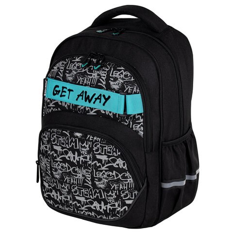 Рюкзак BRAUBERG MOTION, 2 отделения, 3 кармана, "Get away", СВЕТООТРАЖАЮЩИЙ ПРИНТ, 41х28х17 см, 273117 273117