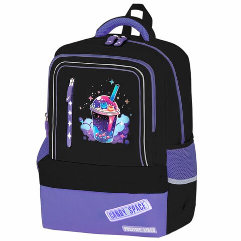 Рюкзак BRAUBERG STAR, 1 отделение, 5 карманов, "Spaceshake", черный, 40x29x13 см, 273131 273131