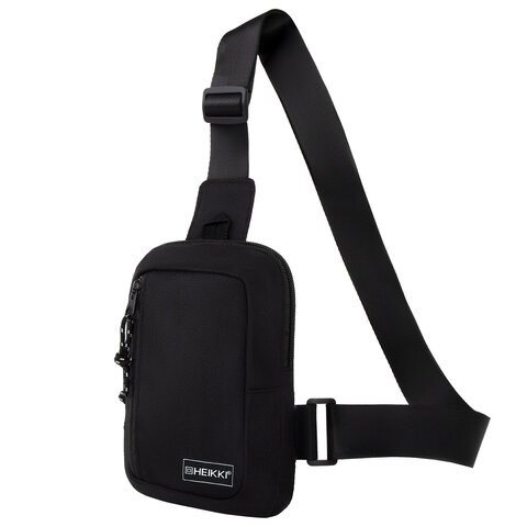 Сумка на плечо HEIKKI BLASTER (ХЕЙКИ) с карманом, черная, 20х14х5 см, 272634 272634