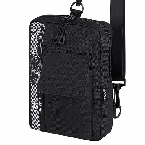 Сумка на плечо HEIKKI TORRENT (ХЕЙКИ) с карманом, Anime face, черная, 25х18х3 см, 272637 272637