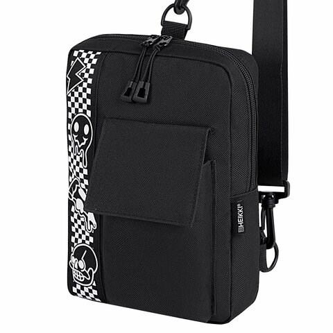 Сумка на плечо HEIKKI TORRENT (ХЕЙКИ) с карманом, Chess emoji, черная, 25х18х3 см, 272638 272638