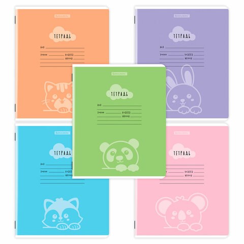 Тетрадь 12 л. BRAUBERG клетка, обложка картон, УШИ-ЛАПЫ-НОС, 107278 107278