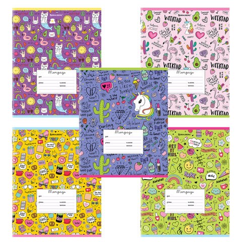 Тетрадь 24 л. BRAUBERG линия, обложка картон, "ЯРКИЙ МИКС", 106488 106488