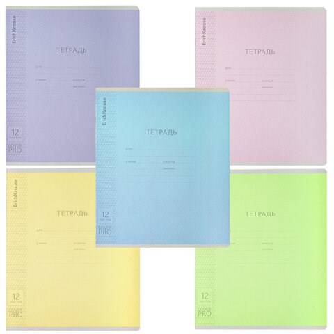 Тетрадь обложка пластик, 12 л. частая косая линия, Erich Krause, CoverPro (микс в спайке), 60552 404864