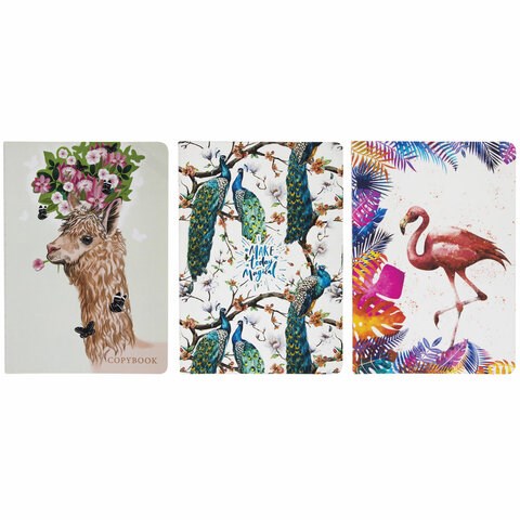 Тетради 40 л. в клетку обложка SoftTouch, НАБОР 3 шт., бежевая бумага 70 г/м2, сшивка, А5 (147х210 мм), SUMMER, BRAUBERG, 403793 403793