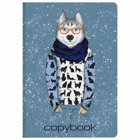 Тетрадь 40 л. в клетку обложка SoftTouch, бежевая бумага 70 г/м2, сшивка, А5 (147х210 мм), ВОЛК В ОЧКАХ, BRAUBERG, 403767 403767