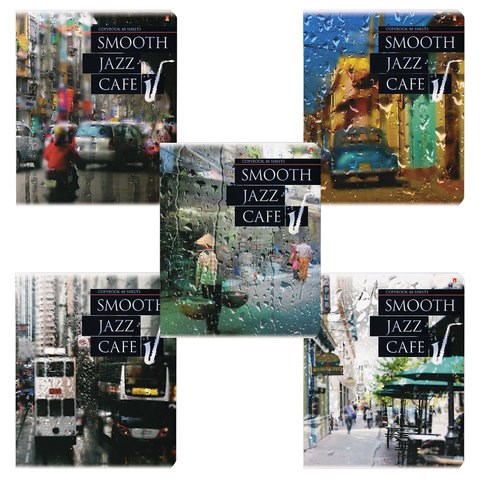 Тетрадь А5 48 л. АЛЬТ скоба, клетка, фольга, гибридный лак, бумага 70 г/м2, "JAZZ CAFE", 7-48-828 403382