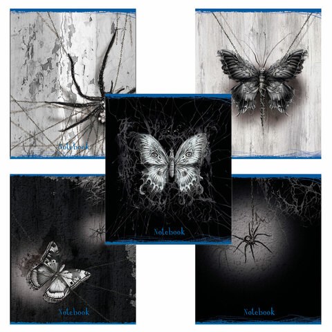 Тетрадь А5 48 л. ПЗБМ, скоба, клетка, матовая ламинация, выборочный лак, "Паутина" (микс в спайке), 23850 405345