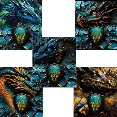 Тетрадь А5 48 л., ПЗБМ, скоба, клетка, фольга, конгрев, выборочный TWIN-лак, "Дракон" (5 видов), 25113 405015