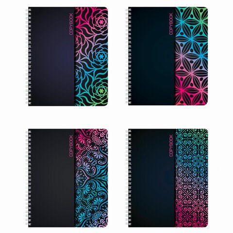 Тетрадь А5, 48 л., BRAUBERG, гребень, клетка, обложка картон, АБСТРАКЦИЯ, 403053 403053