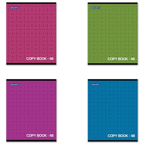 Тетрадь А5, 48 л., BRAUBERG, скоба, клетка, обложка картон, МОНОХРОМ 2, 402043 402043