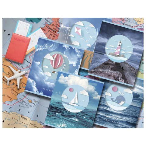 Тетрадь А5, 48 л., ПЗБМ, скоба, клетка, ламинация, вырубка, "Следуй за мечтой" (5 видов), 029470 404454