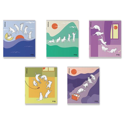 Тетрадь обложка пластик, А5, 48 л., скоба, клетка, ERICH KRAUSE, "Cat Day" (микс в спайке), 54159 405267