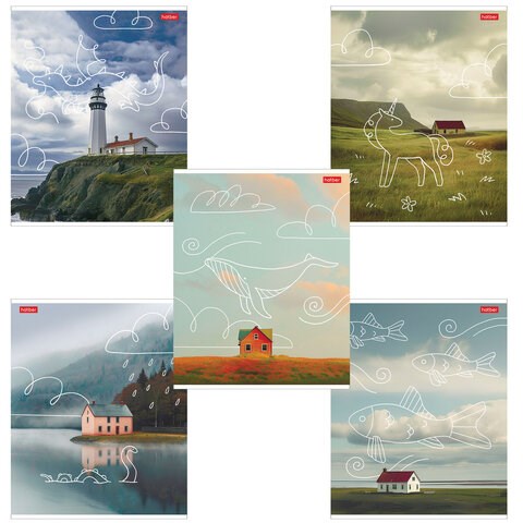 Тетрадь обложка пластик, А5, 48 л., скоба, клетка, HATBER, "Во сне и наяву" (микс), 087648, 48Т5В1пл 405276