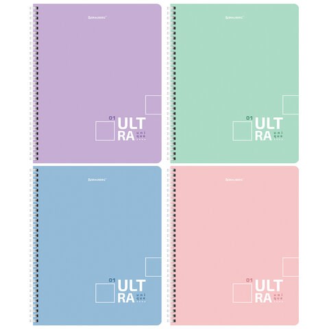 Тетрадь А5 120 л. BRAUBERG пастельная, гребень, клетка, обложка картон, "Pastel Tone" (микс в спайке), 404445 404445