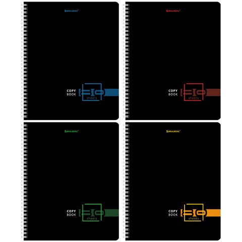 Тетрадь А5 80 л. BRAUBERG, гребень, клетка, глянцевая ламинация, "Dark" (микс в спайке), 404418 404418