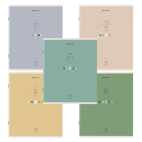 Тетрадь А5 96 л. BRAUBERG скоба, линия, обложка картон, "Natural" (микс в спайке), 404440 404440
