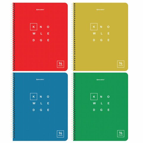 Тетрадь А5 96 л. BRAUBERG, гребень, клетка, обложка картон, "Knowledge" (микс в спайке), 404421 404421