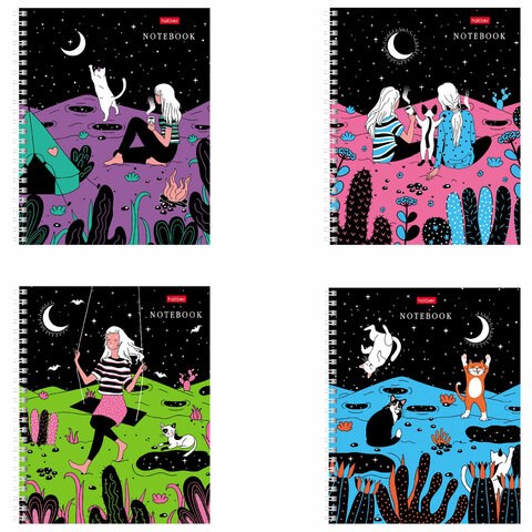 Тетрадь А5, 80 л., HATBER гребень, клетка, обложка картон, "Дотянуться до небес" (4 вида в спайке), 80Т5вмВ1гр 404492