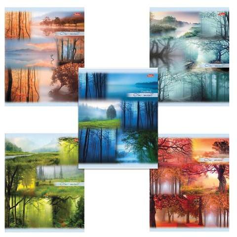 Тетрадь А5, 80 л., HATBER, скоба, линия, обложка картон, "ПРОБУЖДЕНИЕ ПРИРОДЫ" (микс), 046931, 80Т5В2 402914