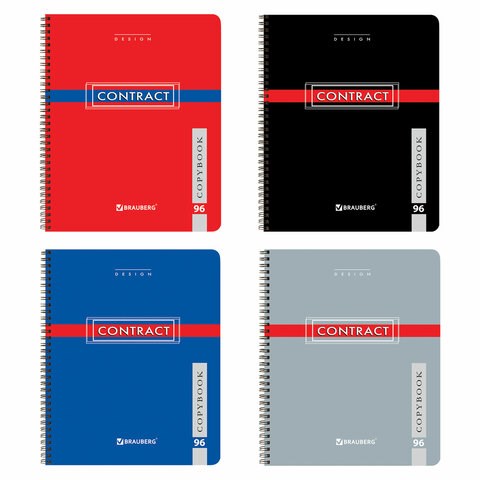 Тетрадь А5, 96 л., BRAUBERG, гребень, клетка, обложка картон, "CONTRACT", 400527 400527