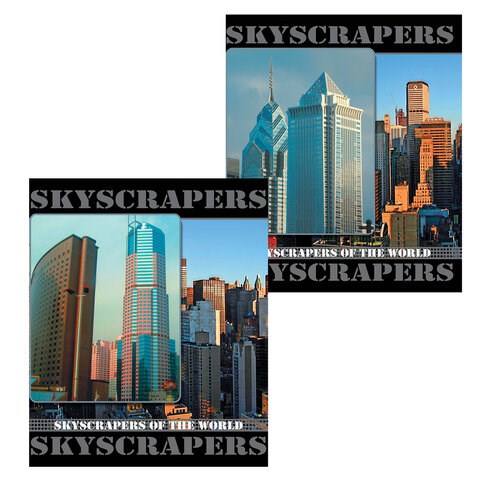 Тетрадь А5, 96 л., BRAUBERG, скоба, клетка, обложка картон, ГОРОДА, 401293 401293