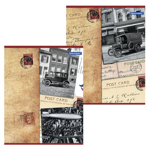 Тетрадь А5, 96 л., BRAUBERG, скоба, клетка, обложка картон, СТРАНЫ, 401292 401292