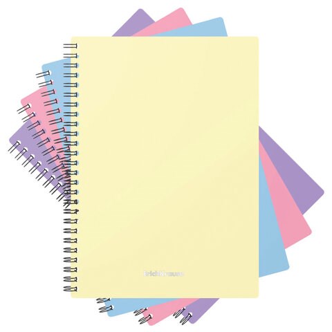 Тетрадь обложка пластик, А5, 80 л., спираль, клетка, ErichKrause, "Pastel" ассорти (4 вида), 50162 405270