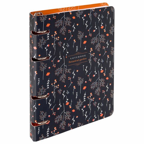 Тетрадь на кольцах А5 160х212 мм, 120 листов, картон, выборочный лак, клетка, BRAUBERG, "Flowers", 404729 404729