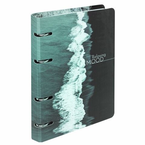 Тетрадь на кольцах А5 160х212 мм, 120 листов, картон, матовая ламинация, клетка, BRAUBERG, "Relax", 404725 404725