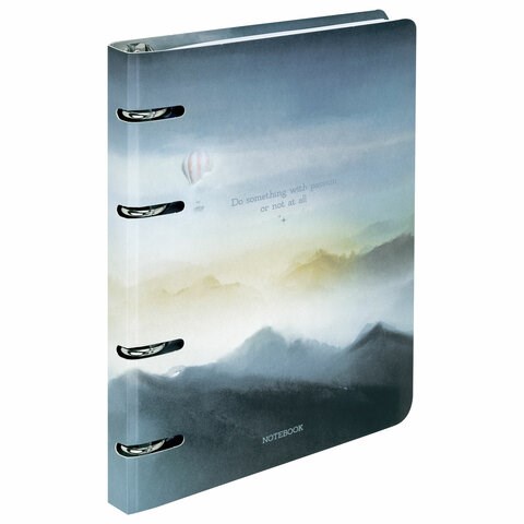 Тетрадь на кольцах А5 160х212 мм, 120 листов, картон, матовая ламинация, клетка, BRAUBERG, "В горах", 404724 404724