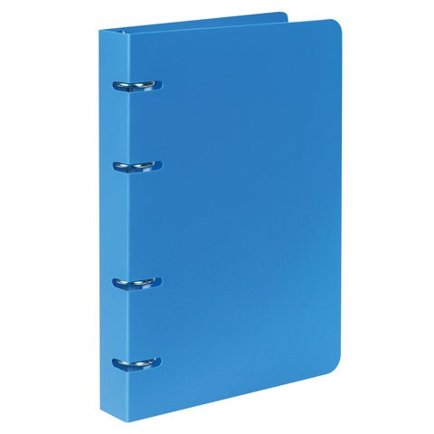 Тетрадь на кольцах А5 160х215 мм, 80 л., пластик, клетка, BRAUBERG, "Голубой", 403251 403251