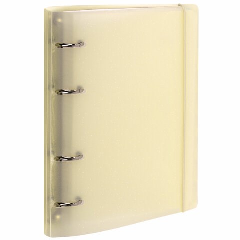 Тетрадь на кольцах А5 175х220 мм, 120 л., пластик, с резинкой и разделителями, BRAUBERG, Желтый, 404631 404631