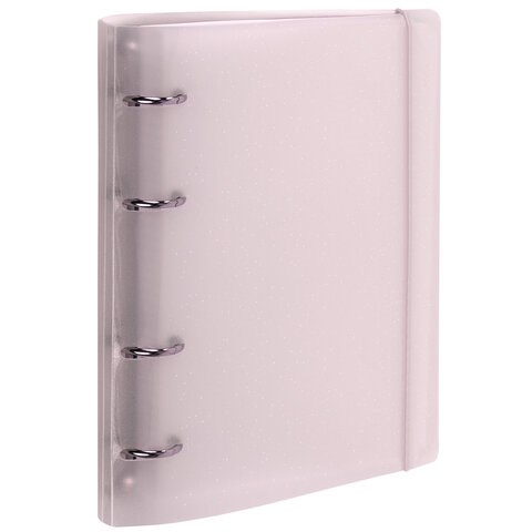Тетрадь на кольцах А5 175х220 мм, 120 л., пластик, с резинкой и разделителями, BRAUBERG, Розовый, 404634 404634