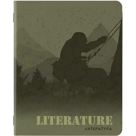 Тетрадь предметная MILITARY 48 листов, SoftTouch, 70г/м, ЛИТЕРАТУРА, линия, подсказ, BRAUBERG, 404009 404009