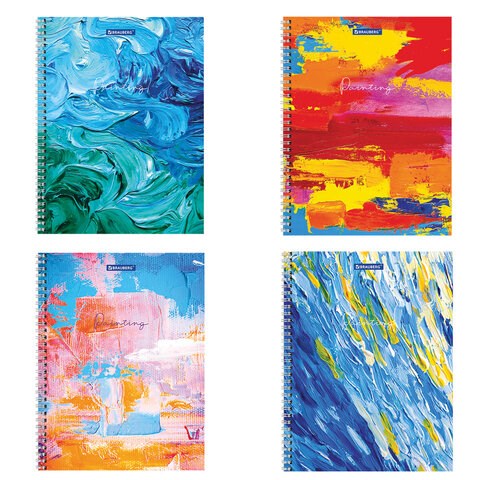 Тетрадь А4, 120 л., BRAUBERG гребень, клетка, обложка картон, "Painting", 404072 404072