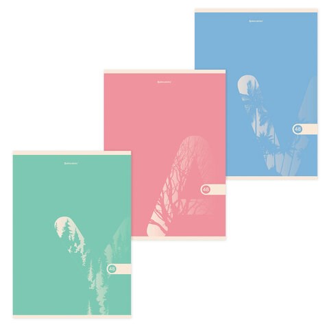 Тетрадь А4, 48 л., BRAUBERG, скоба, клетка, обложка картон, "PASTEL", 404041 404041