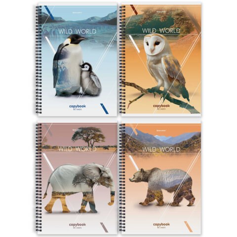 Тетрадь А4, 80 л., BRAUBERG, гребень, клетка, глянцевый лак, WILD, 404052 404052