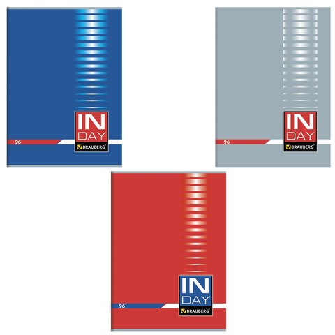 Тетрадь А4, 96 л., BRAUBERG скоба, клетка, обложка картон, "INDAY", 400520 400520