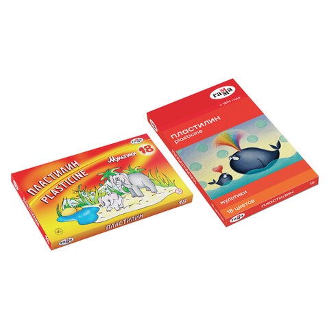 Пластилин ГАММА "Мультики", 18 цветов, 360 г, со стеком, 280028 101294