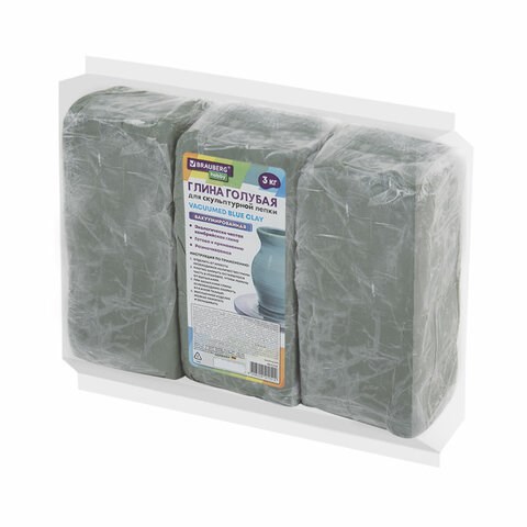 Глина для лепки голубая, 3 кг, вакуумированная, готовая, размачиваемая, BRAUBERG HOBBY, 665358 665358