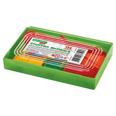 Касса цифр и счетных материалов 132 элемента, пенал в термоусадке, BRAUBERG KIDS, 106554 106554
