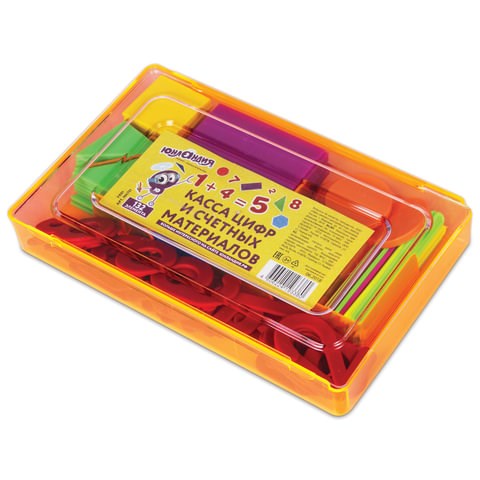 Касса цифр и счетных материалов ЮНЛАНДИЯ "ЛЁГКИЙ СЧЁТ", 132 элемента, пенал, 104751 104751