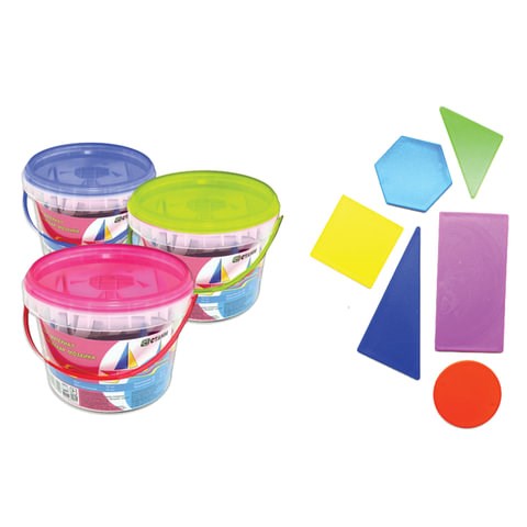 Счетные материалы "Геометрическая мозаика", 120 элементов, ведро, ДМ02 103782