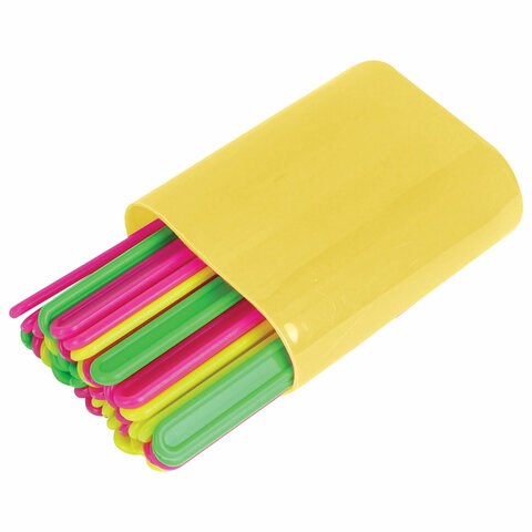 Счетные палочки неоновые 50 штук в пластиковом пенале, ассорти, ЮНЛАНДИЯ, 106284 106284